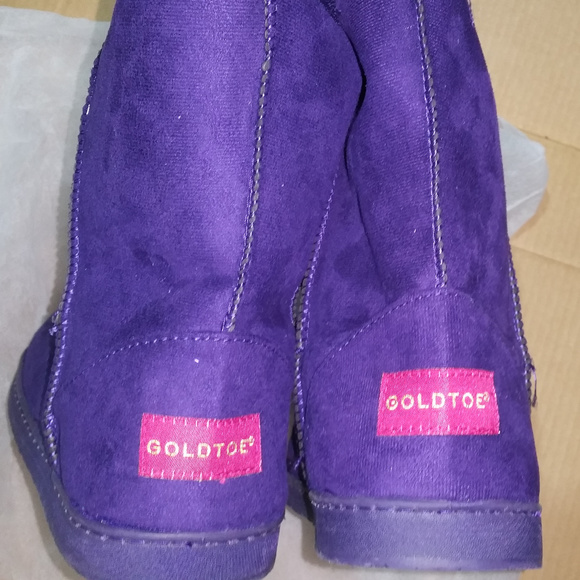 Gold Toe Womens Boots Microsuede Low Calf Faux Fur - Picture 3 of 4